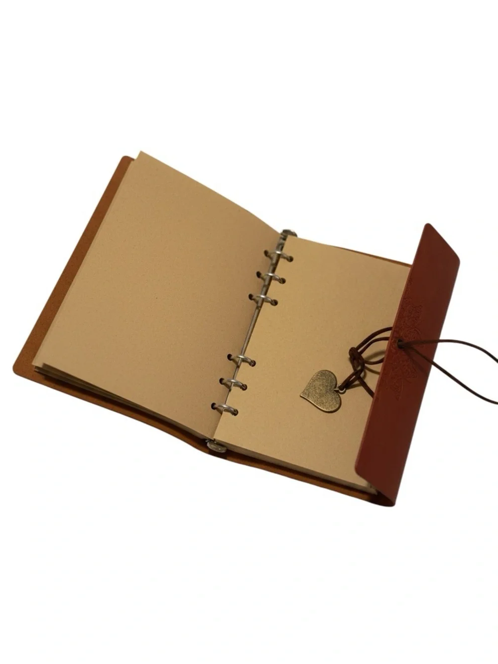 NIB Vintage Embossed PU Leather Refillable 6-Ring Binder Journal